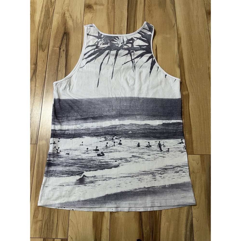 Mosmann Australia Men's Tank Top Sz L Beach Pattern Back White Patch Pocket - Picture 6 of 6